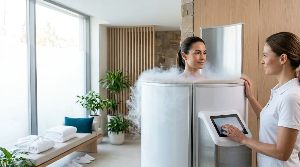 Cabina per crioterapia total body in un centro benessere